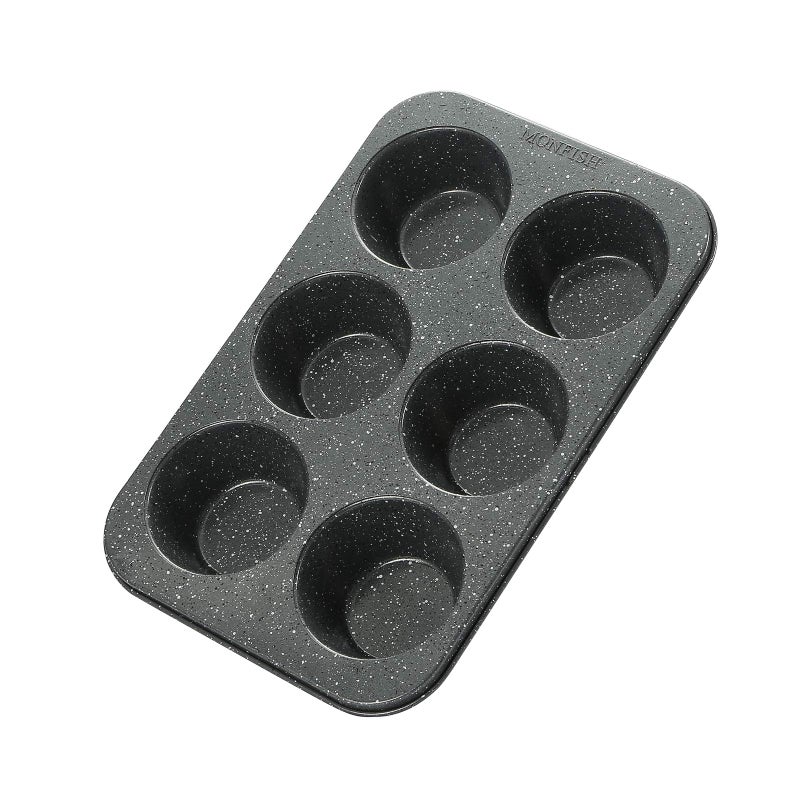 Monfish large muffin pan Jumbo Cupcake tin grey stone finish non sticking 3.5x1.75 inch cup - Image 3